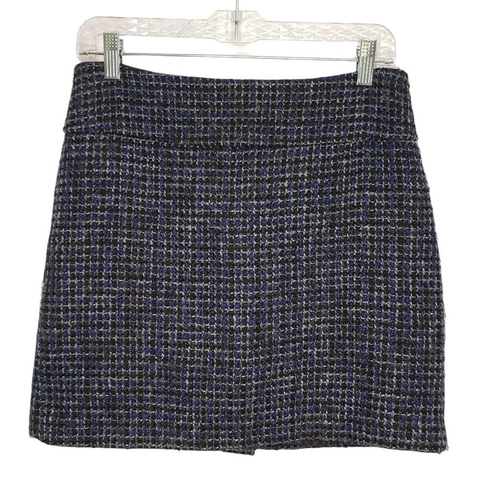 Dalia Modern Fit Blue Black Tweed Mini Skirt